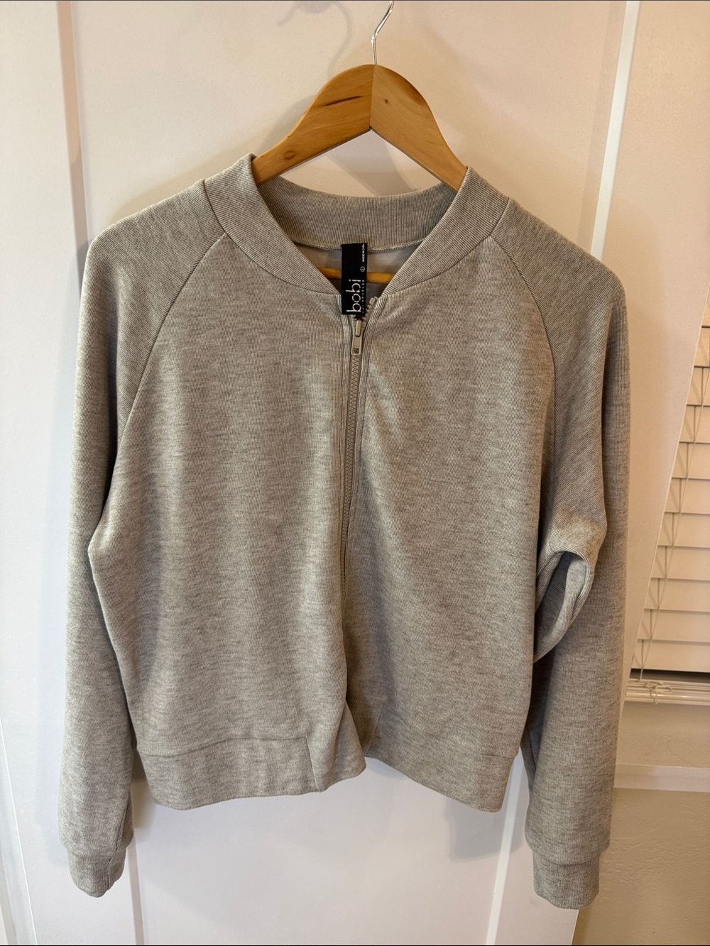 Bobi Los Angeles Oatmeal Heather‎ Full-Zip Crew Sweatshirt Soft Cozy Lounging L
